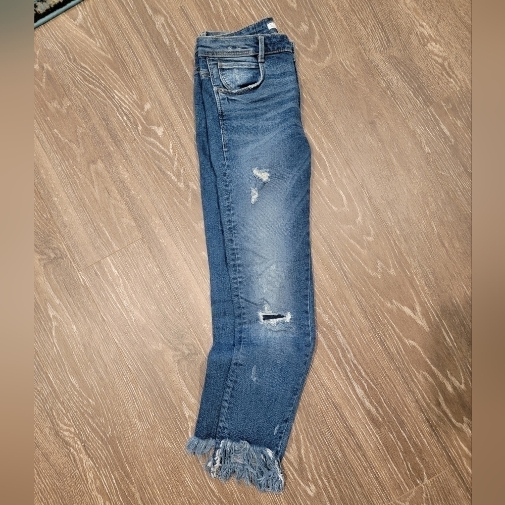Zara‎ trafaluc denimwear Frayed Step Hem bottom straight leg Size 6 - Picture 7 of 8